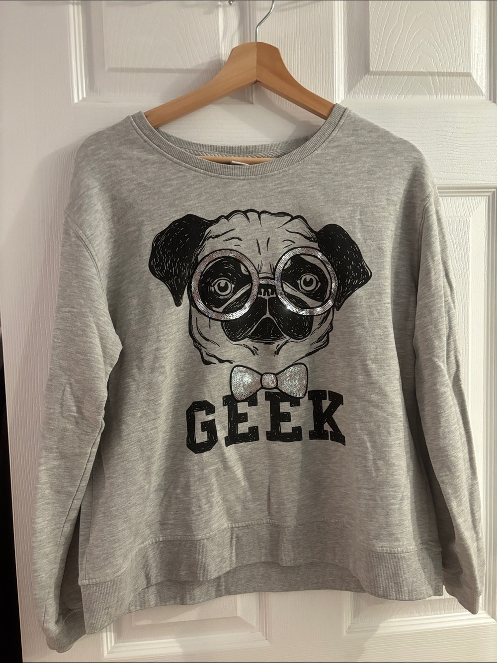 Only Grey 'Geek' Pug Graphic Sweatshirt